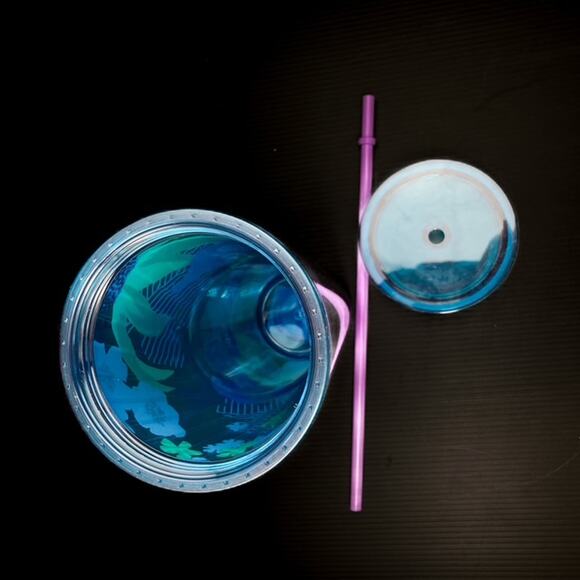 Starbucks Venti Purple Floral Wave Tumbler with Straw Double Wall Screw on Lid - Picture 6 of 8